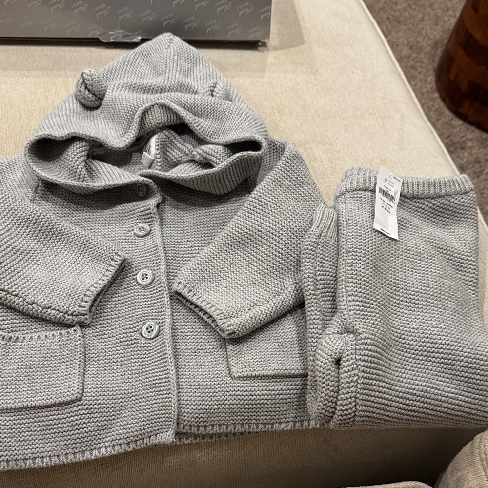 GAP Light Gray Knit Baby Hoodie